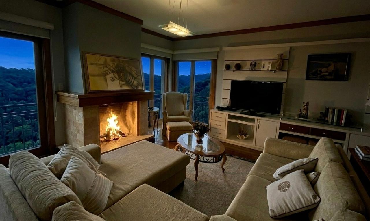 Penthouse – lareira à noite